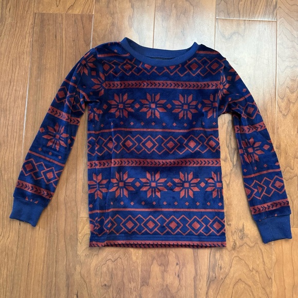 ❄️Carter’s Size 4T Cozy Velour Fair Isle Pajama Set - Winter Snowflakes - EUC - Picture 2 of 9